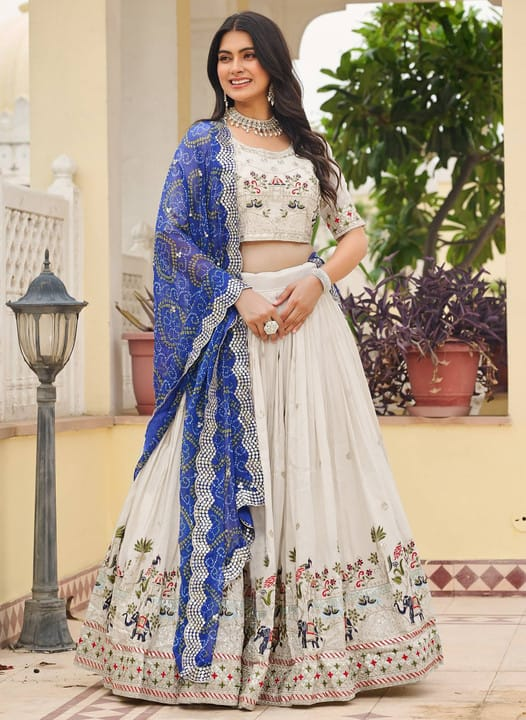 Nexora Ivory Bandhani Lehenga