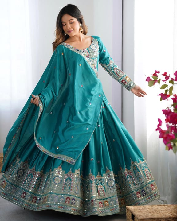 Nexora Teal Heritage Lehenga
