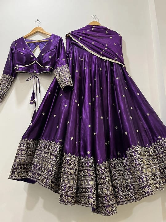 Nexora Majestic Purple Silk Lehenga