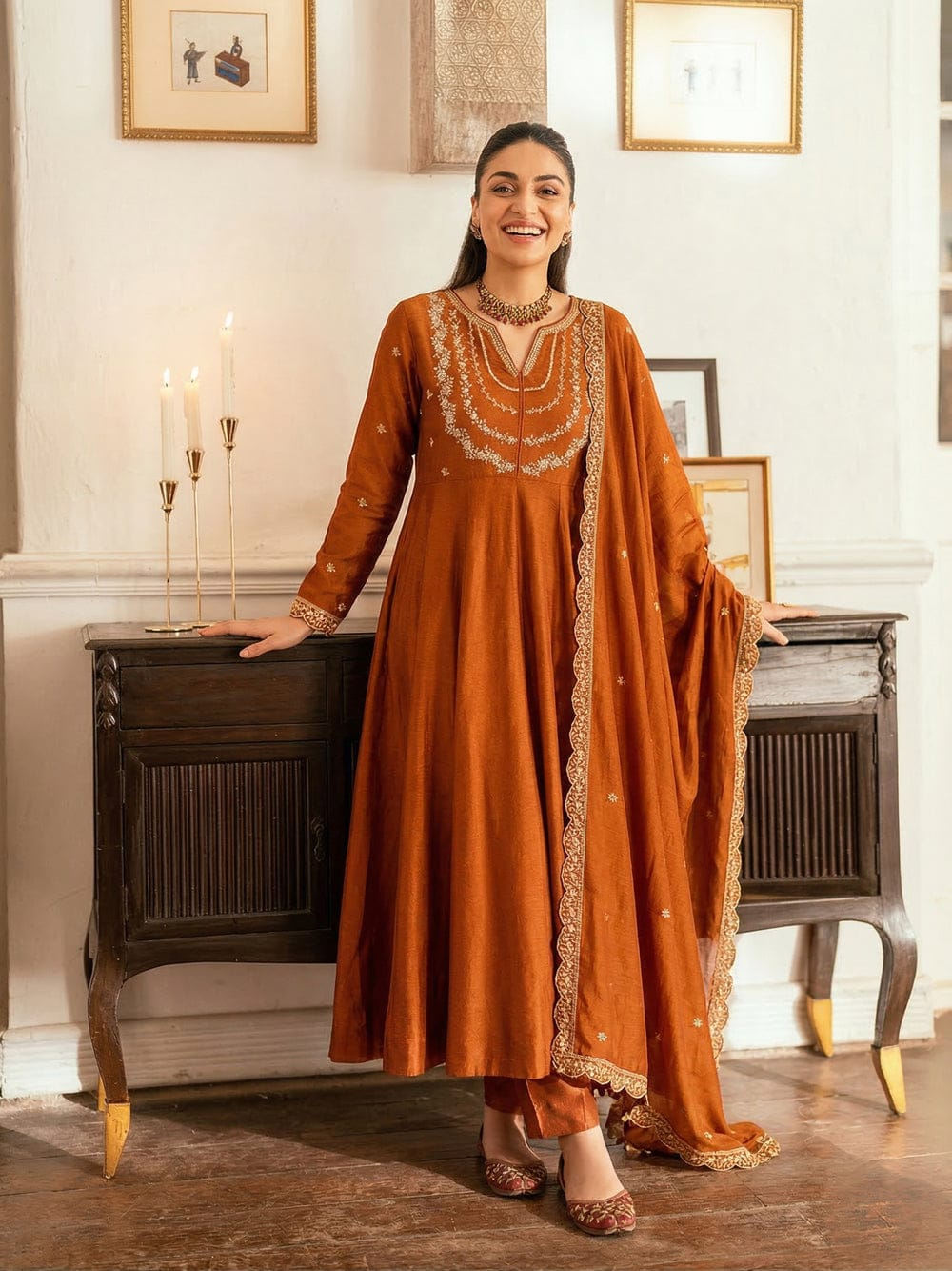 Nexora Rust Heritage Anarkali Lehenga